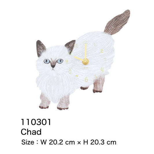 Matsuo Miyuki Cute Die-cut cat wall clock | Home decor