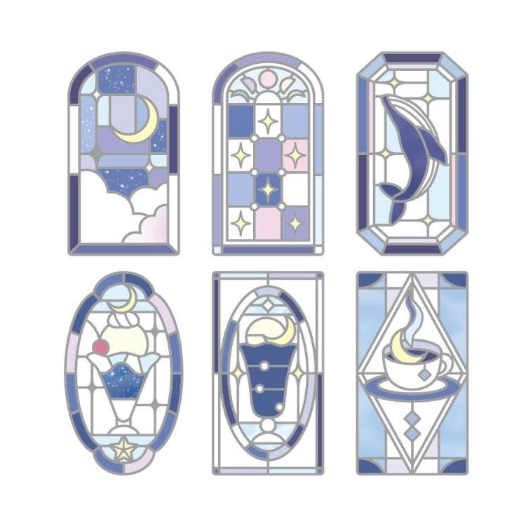 Stained Glass sticker pack (Set of 12) Dark Blue Soda