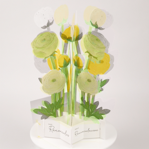 Japan 3D Flower bouquet pop up greeting card | Yellow Ranunculus