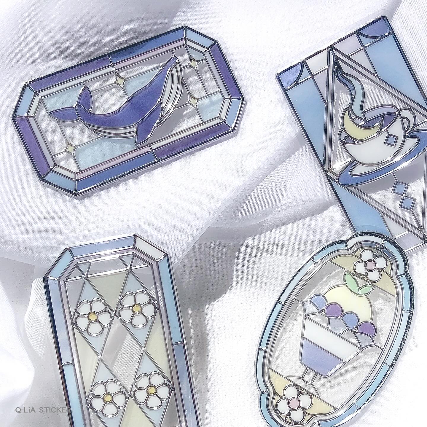 Stained Glass sticker pack (Set of 12) Dark Blue Soda