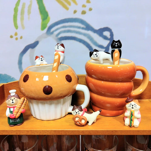 Cute Japanese Bakery Style Bread Cone Ceramic Coffee Mug Cup