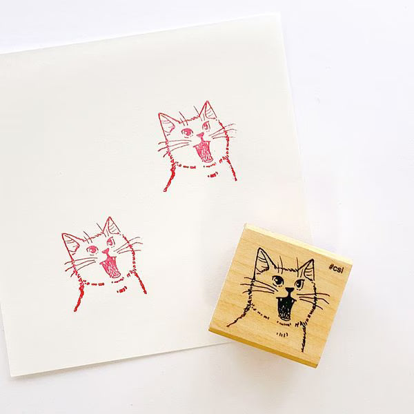 Kodomo No Kao - I Love Stamp - Open-Mouth Cat Rubber Stamp