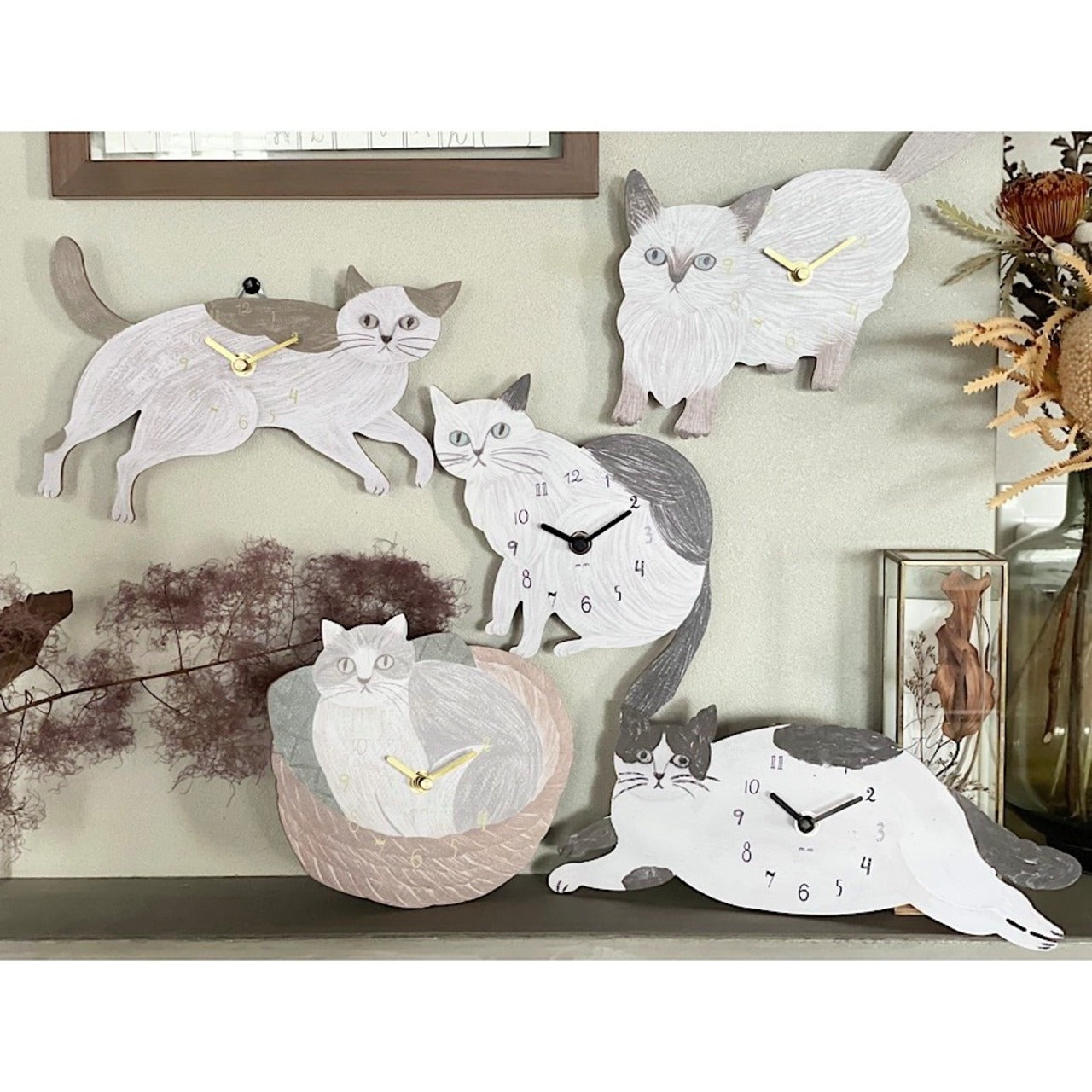 Matsuo Miyuki Cute Die-cut cat wall clock | Wall decor