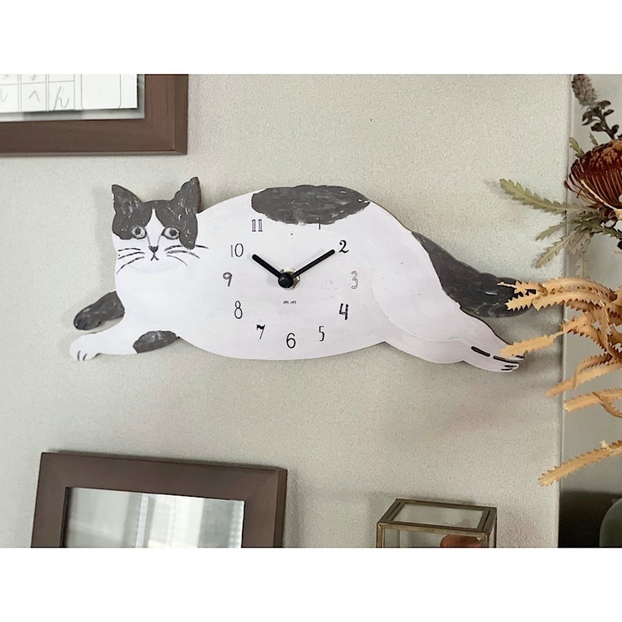 Matsuo Miyuki Cute Die-cut cat wall clock | Wall decor