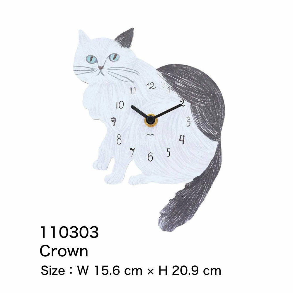 Matsuo Miyuki Cute Die-cut cat wall clock | Home decor