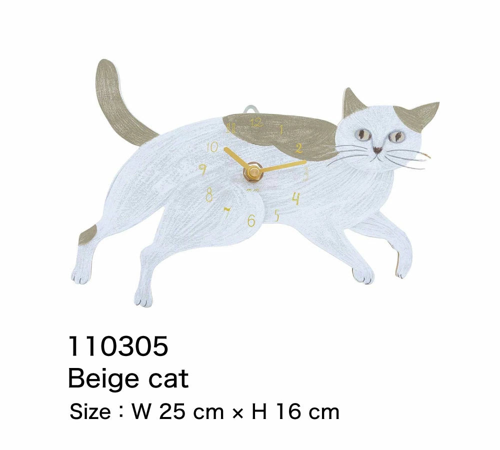 Matsuo Miyuki Cute Die-cut cat wall clock | Home decor