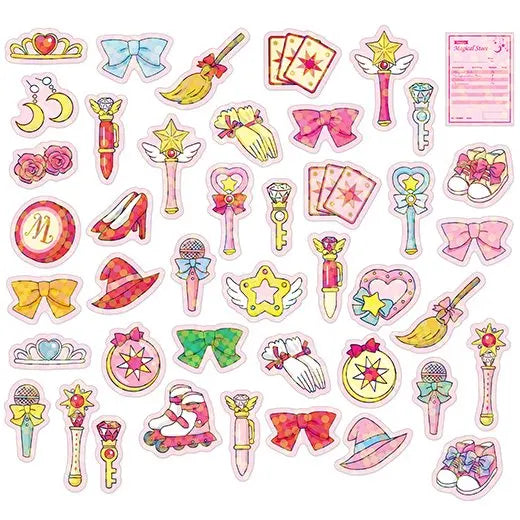 Magical girl die-cut sticker with carton box - magical wand