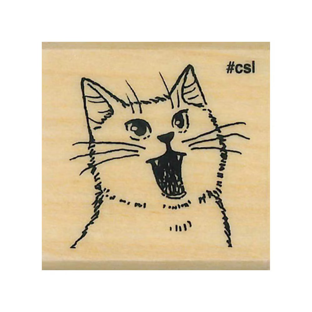 Kodomo No Kao - I Love Stamp - Open-Mouth Cat Rubber Stamp