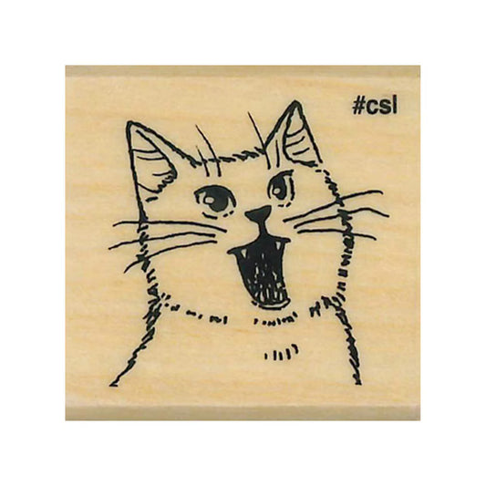 Kodomo No Kao - I Love Stamp - Open-Mouth Cat Rubber Stamp