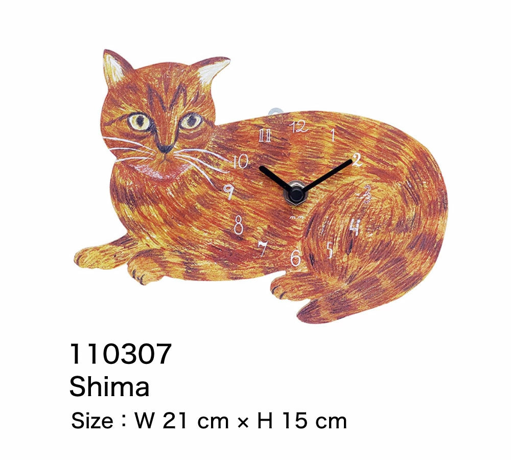 Matsuo Miyuki Cute Die-cut cat wall clock | Home decor