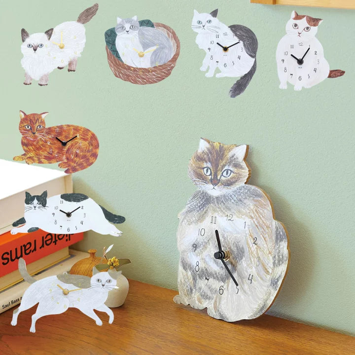 Matsuo Miyuki Cute Die-cut cat wall clock | Home decor