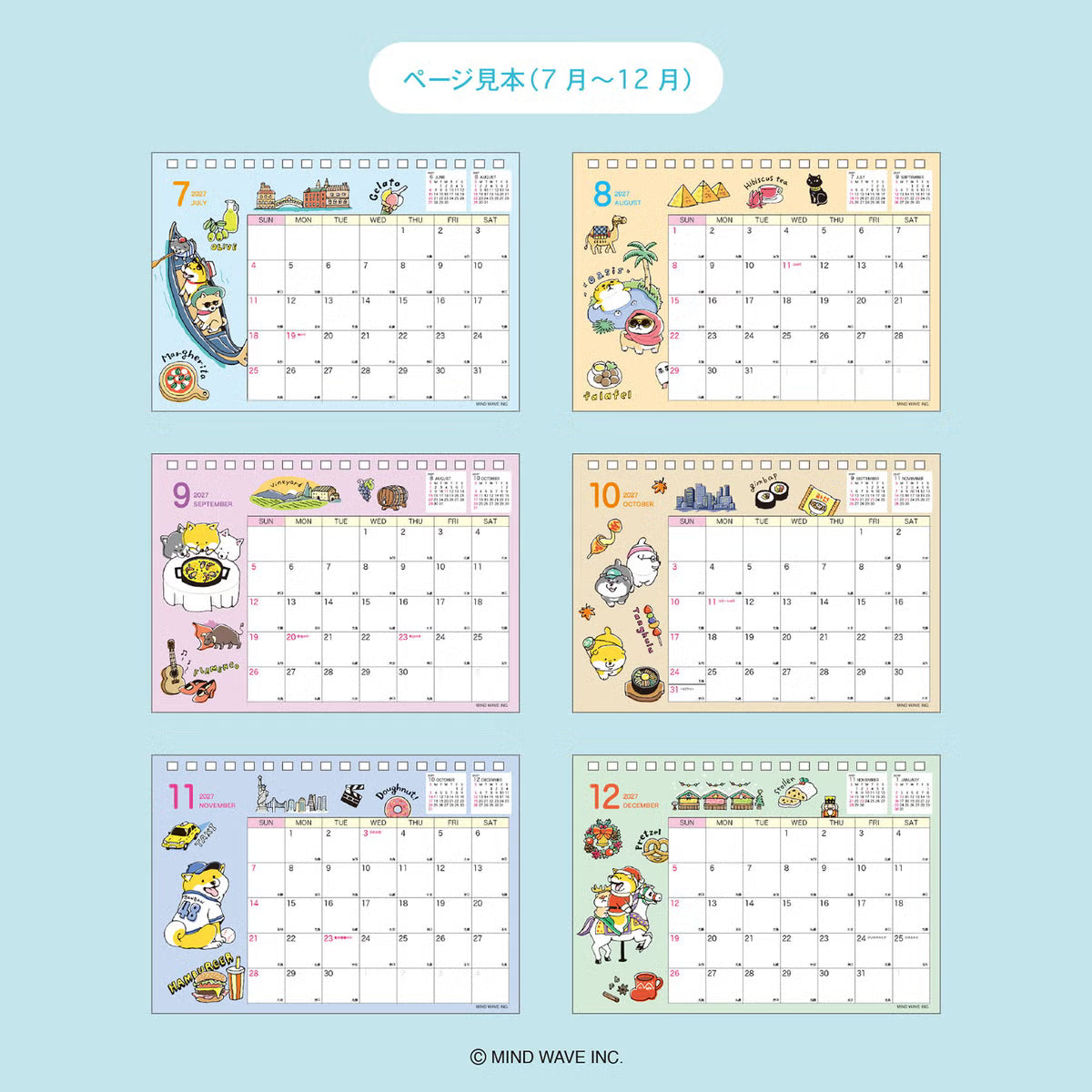 2027 Japanese Mindwave B6 Desk Calendar – Cute Japanese Character Calendar