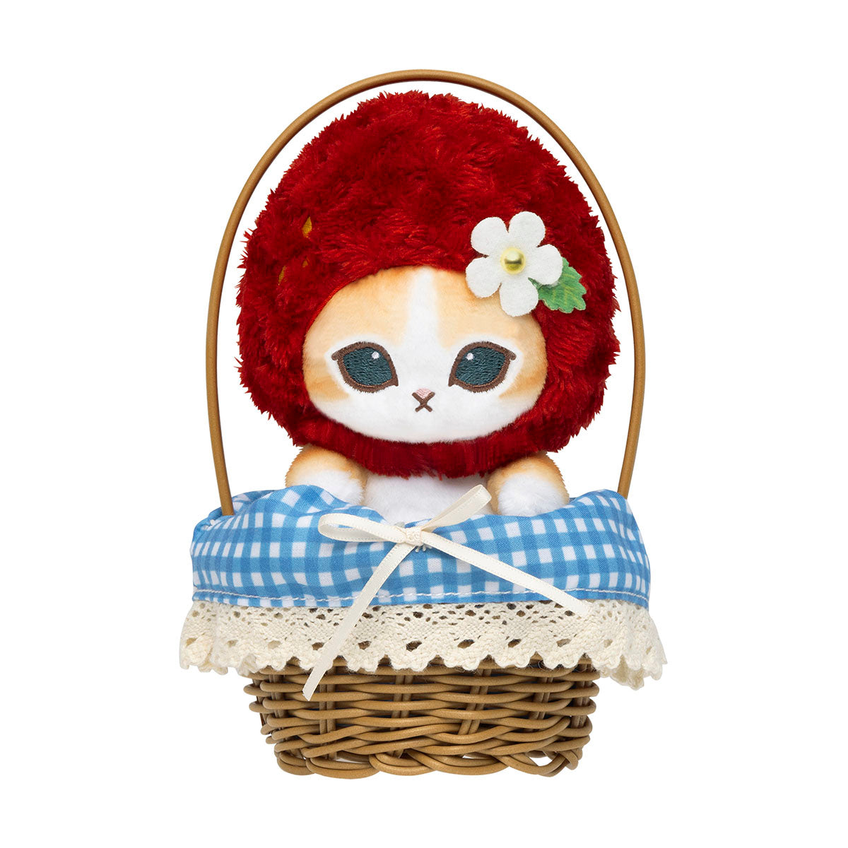 Mofusand Strawberry Cat Plush in Basket