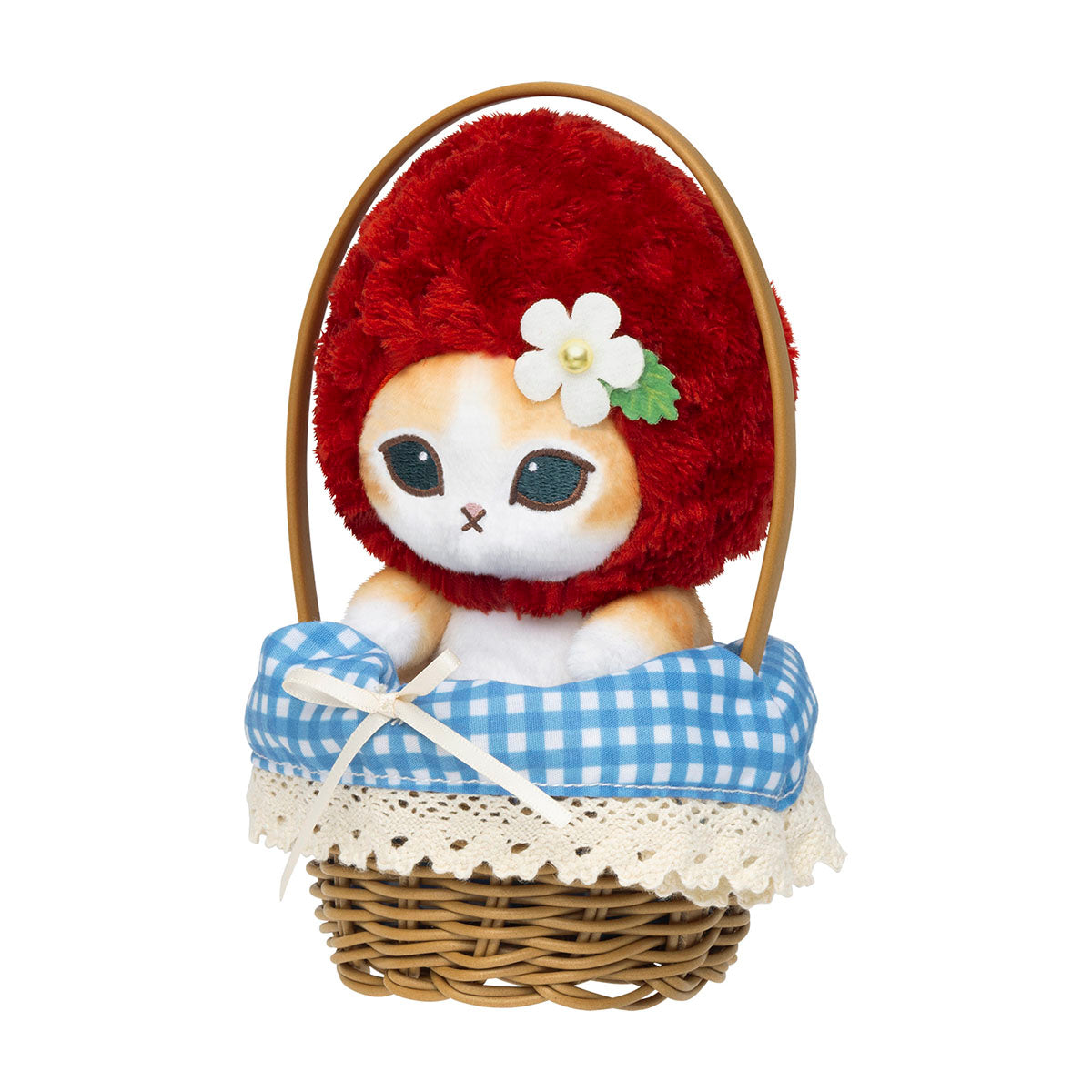 Mofusand Strawberry Cat Plush in Basket