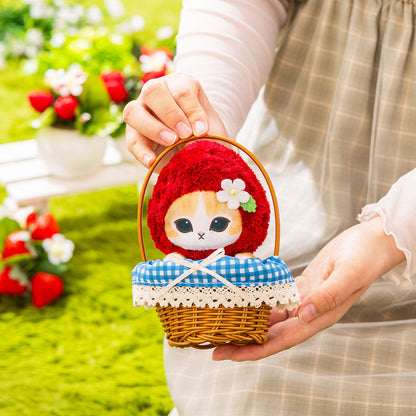 Mofusand Strawberry Cat Plush in Basket