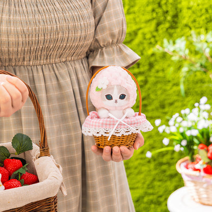 Mofusand Strawberry Cat Plush in Basket