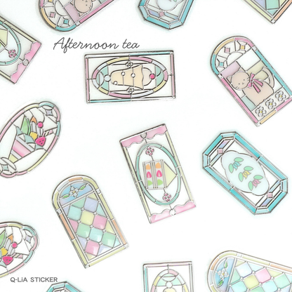 Q-lia GLASS PARLOR Die Cut Clear Stickers Pack | 18 Pcs