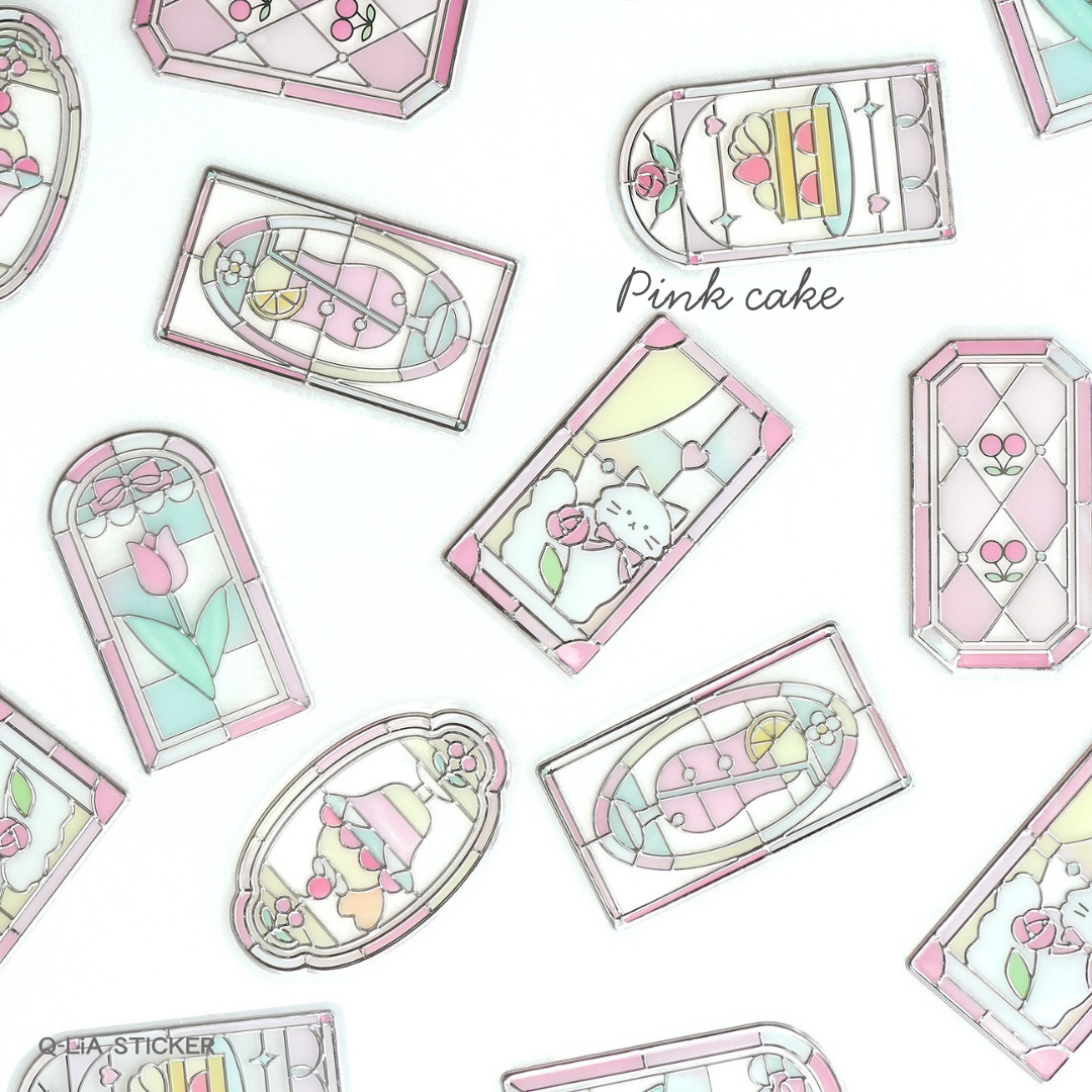 Q-lia GLASS PARLOR Die Cut Clear Stickers Pack | 18 Pcs