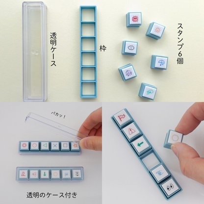 KODOMO NO KAO Pochitto6 Japanese Planner Self-Inking Mini Stamp Set for Journaling