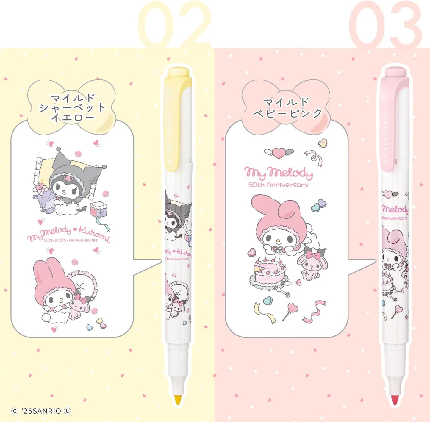 Zebra Mildliner Highlighter Sanrio My Melody & Kuromi 50th Anniversary (5-Color Set)
