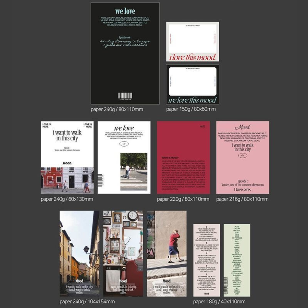 Aesthetic Mood Theme Sticker & Design Paper Pack | 30 Pcs