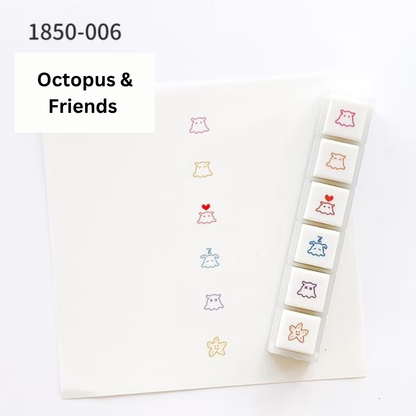 KODOMO NO KAO Pochitto6 Japanese Planner Self-Inking Mini Stamp Set for Journaling