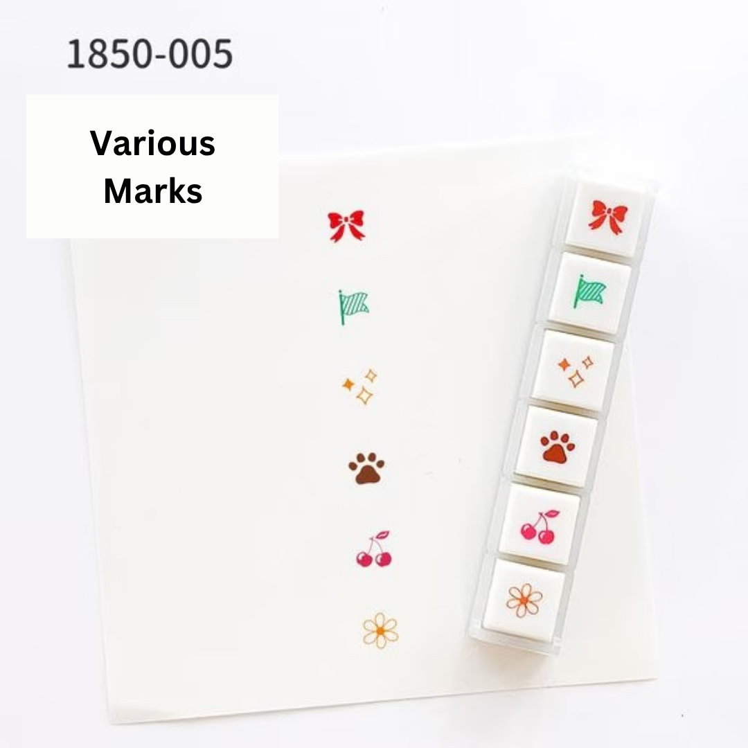 KODOMO NO KAO Pochitto6 Japanese Planner Self-Inking Mini Stamp Set for Journaling