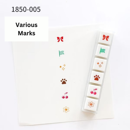 KODOMO NO KAO Pochitto6 Japanese Planner Self-Inking Mini Stamp Set for Journaling