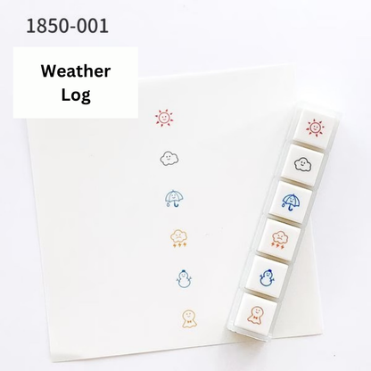 KODOMO NO KAO Pochitto6 Japanese Planner Self-Inking Mini Stamp Set for Journaling