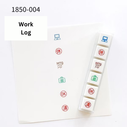 KODOMO NO KAO Pochitto6 Japanese Planner Self-Inking Mini Stamp Set for Journaling