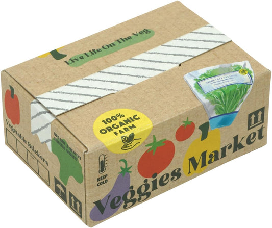 Die-cut flake cute vegetables and greens sticker with mini carton box