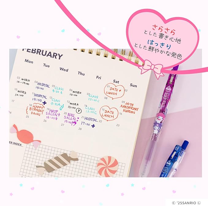 Zebra Sanrio My Melody & Kuromi Sarasa Clip Gel Pen Set (Limited Edition)