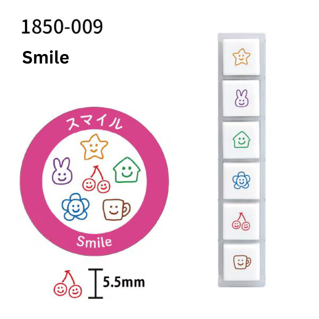 KODOMO NO KAO Pochitto6 Japanese Planner Self-Inking Mini Stamp Set for Journaling