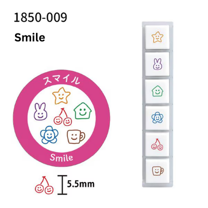 KODOMO NO KAO Pochitto6 Japanese Planner Self-Inking Mini Stamp Set for Journaling