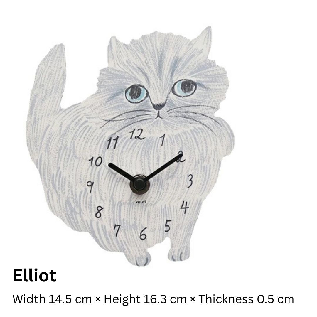 Matsuo Miyuki Cute Die-cut cat wall clock | Home decor