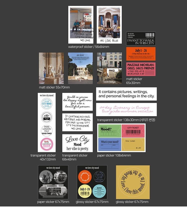 Aesthetic Mood Theme Sticker & Design Paper Pack | 30 Pcs