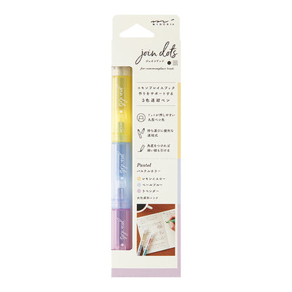 MIDORI Join Dots 3-Color Dot Pen – Japanese Journaling Marker/ Highlighter