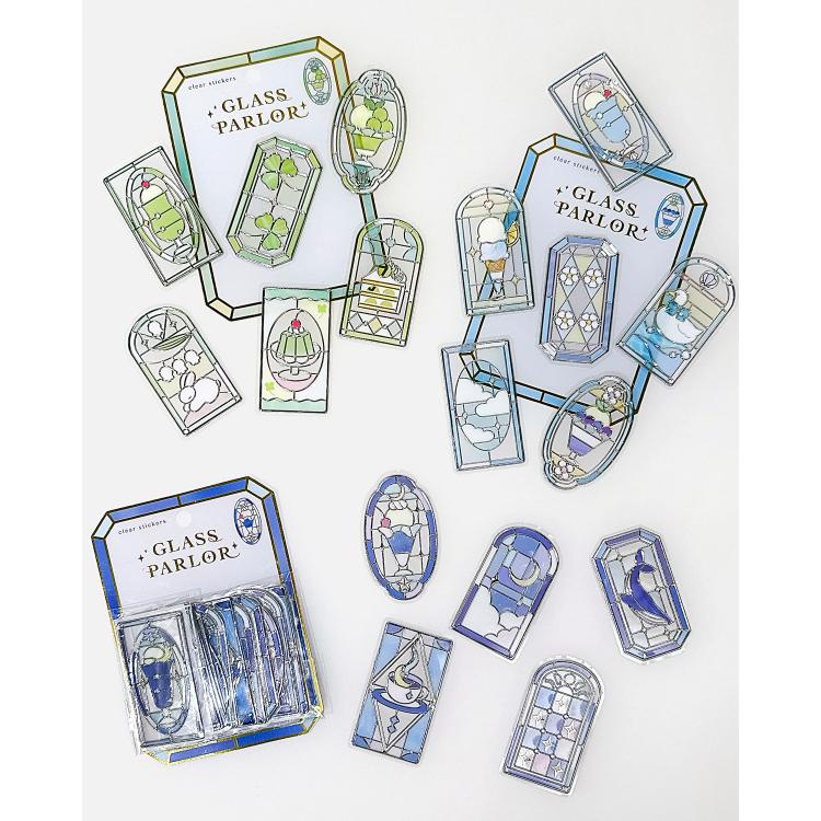 Stained Glass sticker pack (Set of 12) Dark Blue Soda