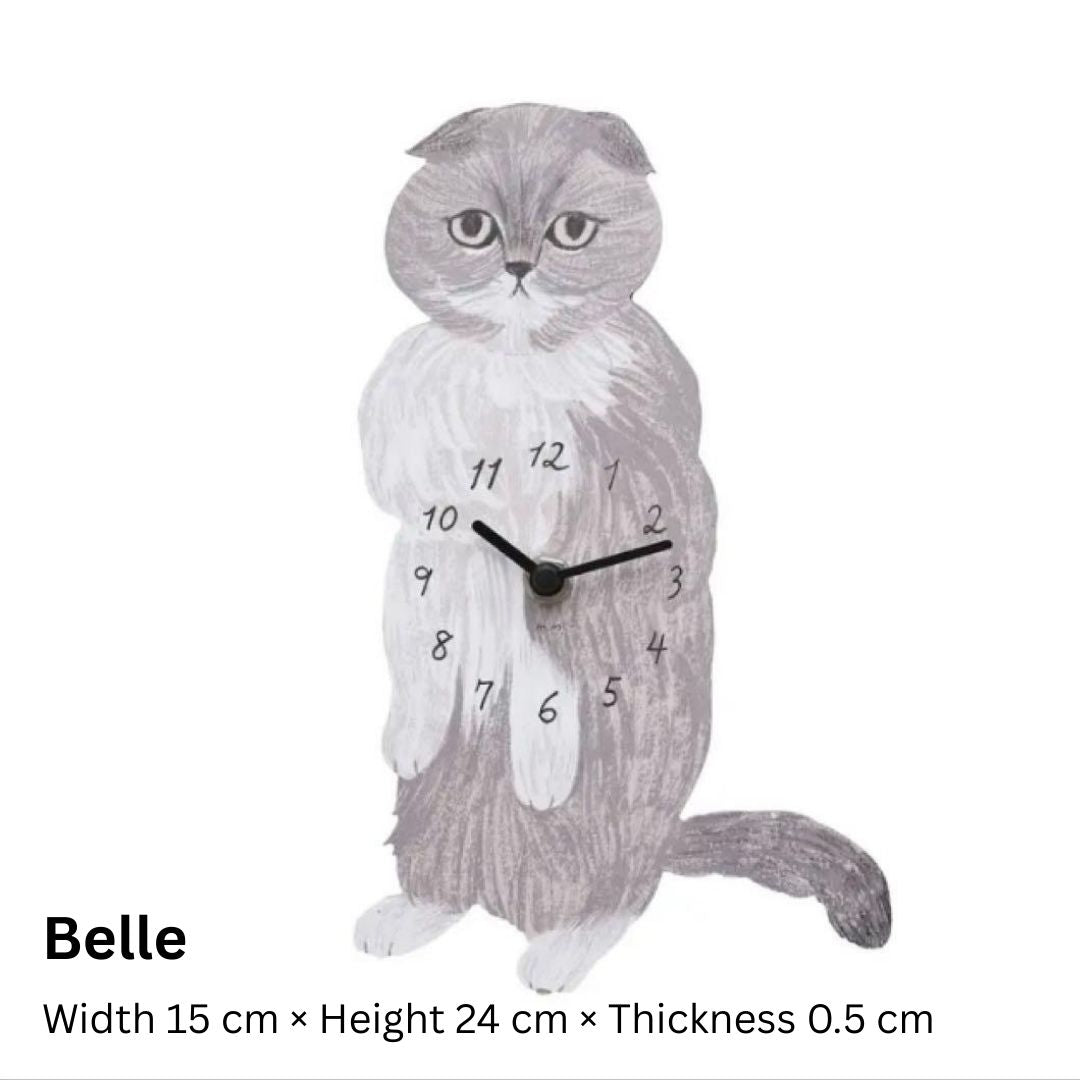 Matsuo Miyuki Cute Die-cut cat wall clock | Home decor