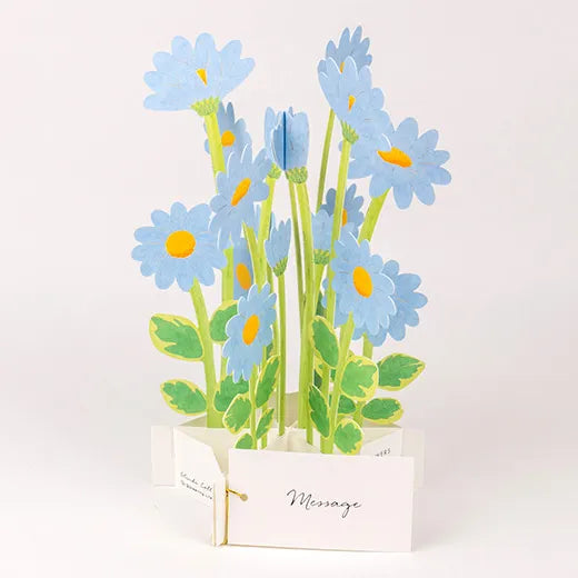 3D Floral blooming Blue Daisy Pop Up Birthday Card | Blue Daisy