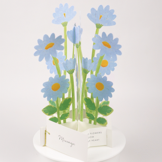 3D Floral blooming Blue Daisy Pop Up Birthday Card | Blue Daisy
