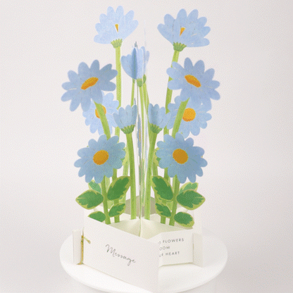3D Floral blooming Blue Daisy Pop Up Birthday Card | Blue Daisy