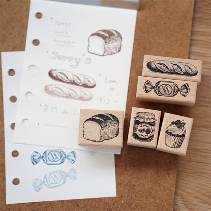 Vintage Bakery Bread & Dessert Wooden Rubber Stamp