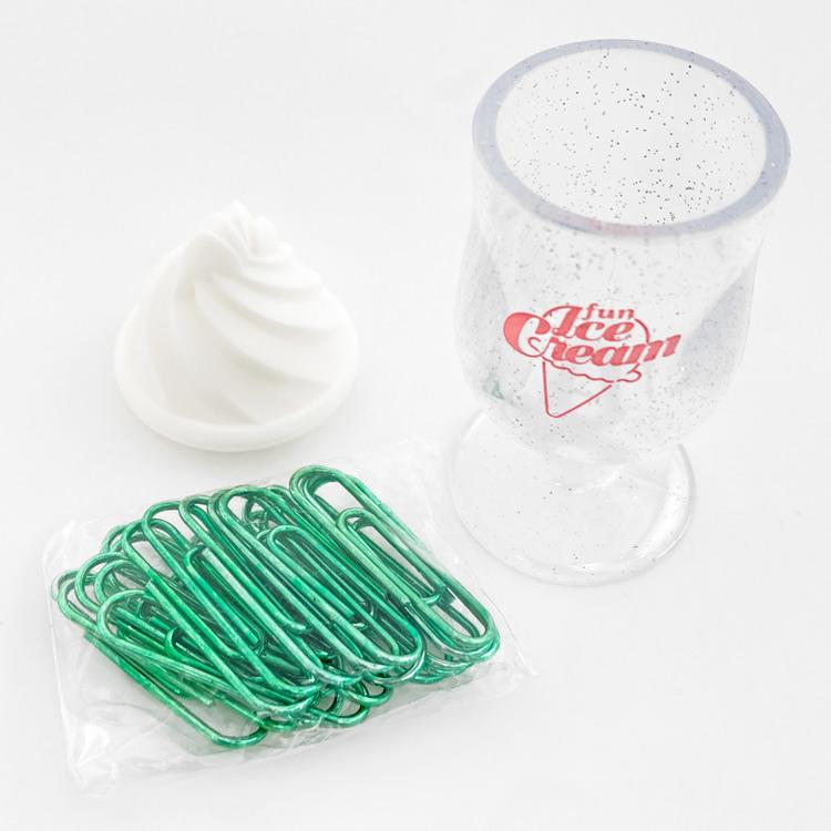 Japan Funbox Ice Cream Paper Clip Storage - Holder Case with 20 Paper Clips