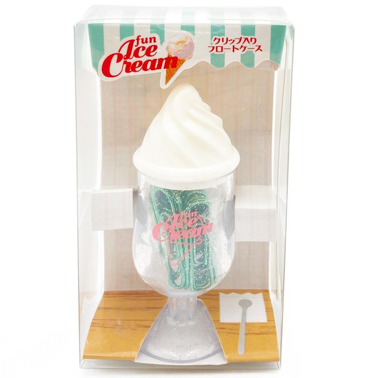 Japan Funbox Ice Cream Paper Clip Storage - Holder Case with 20 Paper Clips