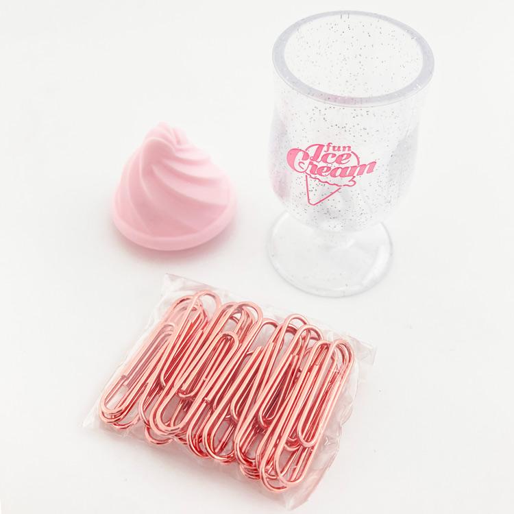 Japan Funbox Ice Cream Paper Clip Storage - Holder Case with 20 Paper Clips