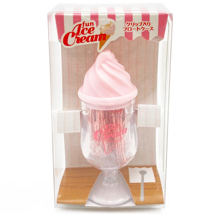 Japan Funbox Ice Cream Paper Clip Storage - Holder Case with 20 Paper Clips
