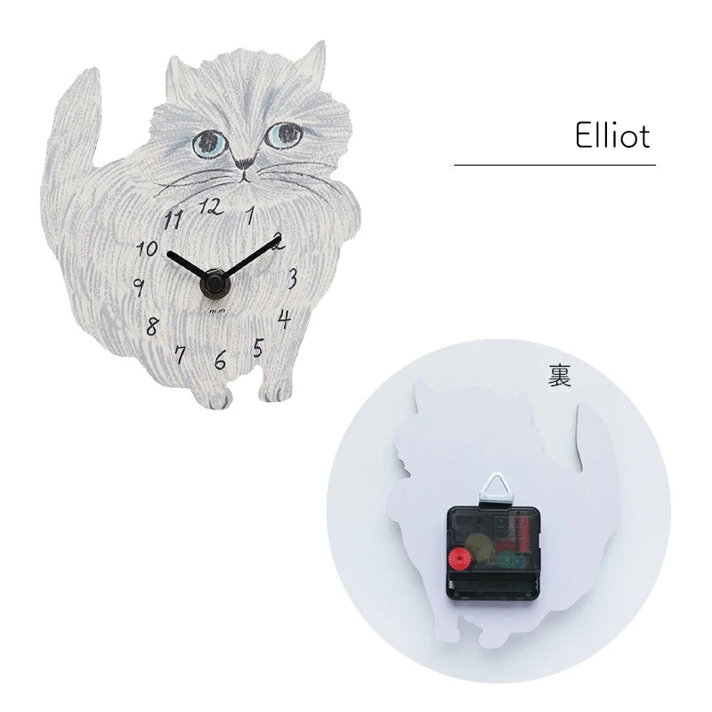 Matsuo Miyuki Cute Die-cut cat wall clock | Home decor