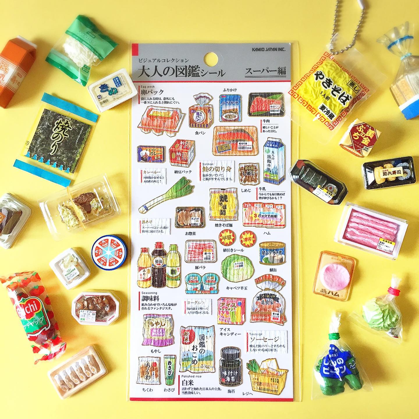 Kamio Picture Dictionary Stickers - Japanese Supermarket Sticker Sheet