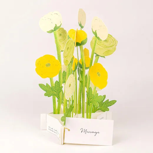 Japan 3D Flower bouquet pop up greeting card | Yellow Ranunculus